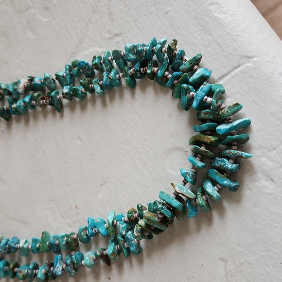 Old Native American Santo Domingo Double Strand Turquoise & Heishi Necklace ๐๐ - Picture 10 of 15
